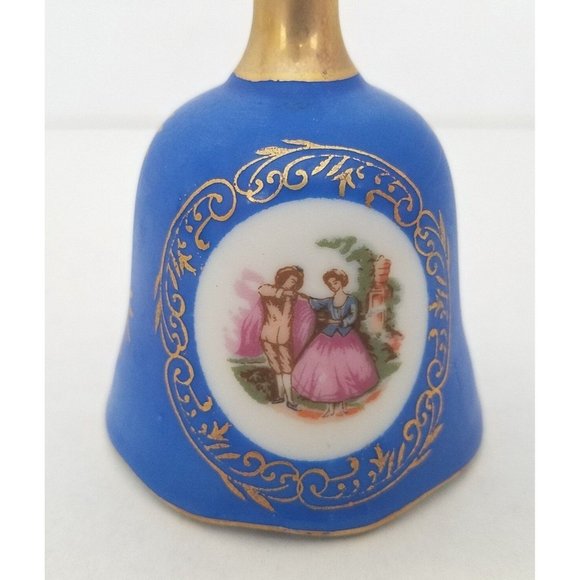 Enesco Dinner Bell Dancing Scene Victorian Blue with Gold Trim Vintage Japan - Picture 5 of 8